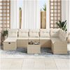 9-delars trädgårdsoff-set med kuddar beige poly rattan vidaXL Stor – miniatyr 3