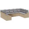 9-delars trädgårdsoff-set med kuddar Beige Poly Rottin vidaXL 289 x 178.5 x 85 cm – miniatyr 2