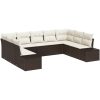 9-delars trädgårdsoff-set med kuddar Brun poly rattan vidaXL 289 x 209 x 85 cm – miniatyr 2