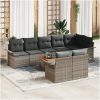 9 Delars Trädgårdsoff Set med Kuddar Grå Poly Rattan Akacia vidaXL 55 x 55 x 37 cm – miniatyr 1
