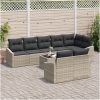 9 Delars Trädgårdsoff Set med Kuddar Grå Poly Rattan vidaXL 288.5 x 123.5 x 85 cm – miniatyr 3