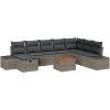 9-delars Trädgårdsoff Set med Kuddar Grå Poly Rattan vidaXL 55 x 55 x 37 cm – miniatyr 2