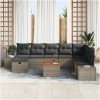 9-delars Trädgårdsoff Set med Kuddar Grå Poly Rattan vidaXL 55 x 55 x 37 cm – miniatyr 3
