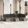 9-delars Trädgårdsoff Set med Kuddar Grå Poly Rattan vidaXL 55 x 55 x 37 cm – miniatyr 1