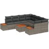 9-delars trädgårdsoff-set med kuddar grå polyrotangrain akacia vidaXL 55 x 55 x 37 cm – miniatyr 2