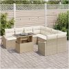 9-delars trädgårdsoff-set med kuddar i beige poly rattan vidaXL 100 x 55 x 73 cm – miniatyr 3