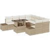 9-delars trädgårdsoff set med kuddar i beige poly rattan vidaXL 100 x 55 x 73 cm – miniatyr 2
