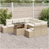 9-delars trädgårdsoff set med kuddar i beige poly rattan vidaXL 100 x 55 x 73 cm – miniatyr 3