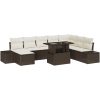 9-delars trädgårdsoff set med kuddar i brun poly-rattan vidaXL 100 x 55 x 73 cm – miniatyr 2