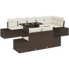 9-delars trädgårdsoff-set med kuddar i brun poly-rattan vidaXL 100 x 55 x 73 cm – miniatyr 2