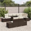 9-delars trädgårdsoff-set med kuddar i brun poly-rattan vidaXL 100 x 55 x 73 cm – miniatyr 3