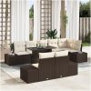 9-delars trädgårdsoff-set med kuddar i brun poly-rattan vidaXL 100 x 55 x 73 cm – miniatyr 1
