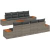 9-delars trädgårdsoff-set med kuddar i grå poly-rattan och akacia vidaXL 55 x 55 x 37 cm – miniatyr 2