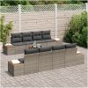 9-delars trädgårdsoff-set med kuddar i grå poly-rattan och akacia vidaXL 55 x 55 x 37 cm – miniatyr 3