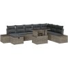 9-delars trädgårdsoff-set med kuddar i grå poly rattan vidaXL 100 x 55 x 73 cm – miniatyr 2