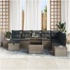 9-delars trädgårdsoff-set med kuddar i grå poly rattan vidaXL 100 x 55 x 73 cm – miniatyr 3