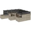 9-delars trädgårdsoff-set med kuddar i ljusgrå polyrotting vidaXL 100 x 55 x 73 cm – miniatyr 2