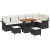 9-delars trädgårdsoff-set med kuddar i svart poly-rattan och akacia vidaXL 90 x 55 x 71 cm – miniatyr 2