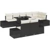 9-delars trädgårdsoff set med kuddar i svart poly rattan vidaXL 100 x 55 x 73 cm – miniatyr 2