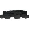 9-delars trädgårdsoff-set med kuddar i svart polyroting vidaXL 100 x 55 x 73 cm – miniatyr 2
