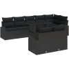 9-delars trädgårdsoff set med kuddar i svart polyrotting vidaXL 100 x 55 x 73 cm – miniatyr 2