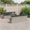 9 Delars Trädgårdsoff Set med Kuddar Ljusgrå Poly Rattan vidaXL 100 x 55 x 73 cm – miniatyr 1