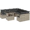 9 Delars Trädgårdsoff-set med Kuddar Ljusgrå Poly Rattan vidaXL Standard – miniatyr 2