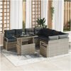9 Delars Trädgårdsoff-set med Kuddar Ljusgrå Poly Rattan vidaXL Standard – miniatyr 1