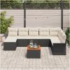 9-delars Trädgårdsoff Set med Kuddar Svart Poly Rattan Akacia vidaXL 55 x 55 x 37 cm – miniatyr 3