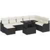 9 Delars Trädgårdsoff Set med Kuddar, Svart Poly Rattan vidaXL 100 x 55 x 73 cm – miniatyr 2