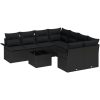 9-delars Trädgårdsoff Set med Kuddar Svart Poly Rattan vidaXL 55 x 55 x 37 cm – miniatyr 2