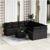 9-delars Trädgårdsoff Set med Kuddar Svart Poly Rattan vidaXL 55 x 55 x 37 cm – miniatyr 1
