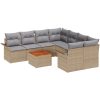 9-delars trädgårdsoffa med kuddar Beige Poly Rattan Akacia vidaXL 55 x 55 x 37 cm – miniatyr 2