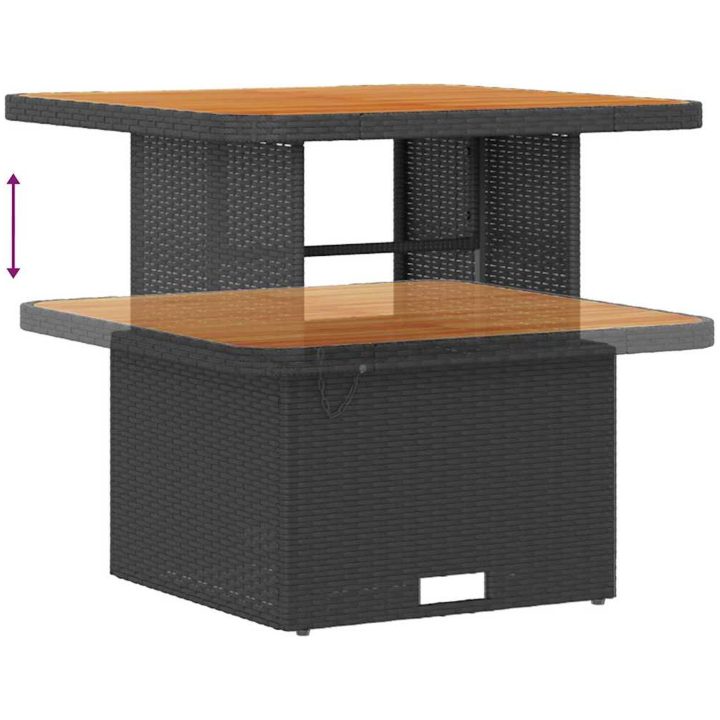 9-delars Trädgårdsoffa med Kuddar Svart Poly Rattan Akacia vidaXL Medium – bild 10