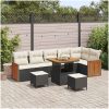 9-delars Trädgårdsoffa med Kuddar Svart Poly Rattan Akacia vidaXL Medium – miniatyr 1