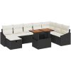 9-delars trädgårdsoffa-set med kuddar svart poly rattan vidaXL 55 x 55 x 37 cm – miniatyr 2