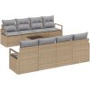 9-delars trädgårdsoffagrupp med kuddar beige poly rattan vidaXL Stor – miniatyr 2