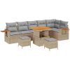 9-delars trädgårdsoffagrupp med kuddar Beige Poly Rottning Akacia vidaXL Enkel, 2 - Sits, 3 - Sits, 80 cm – miniatyr 2
