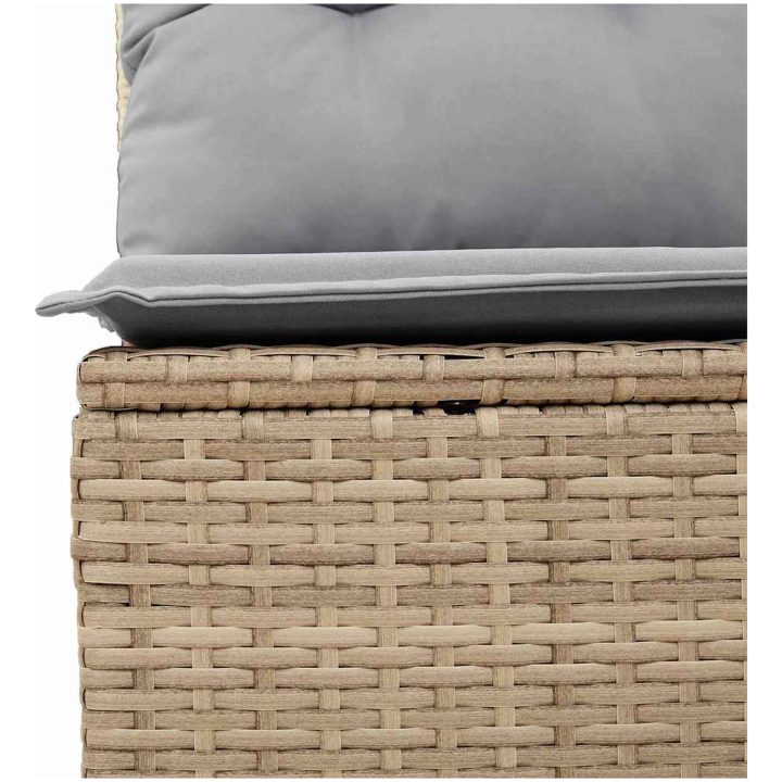 9-delars trädgårdsoffagrupp med kuddar Beige Poly Rottning Akacia vidaXL Enkel, 2 - Sits, 3 - Sits, 80 cm – bild 7