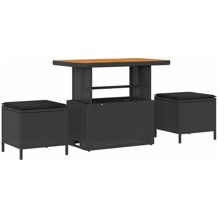 9 Delars Trädgårdsoffagrupp med Kuddar Svart Poly Rattan Akacia vidaXL Stor – bild 4