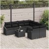 9 Delars Trädgårdsoffamöbelset med Kuddar Svart Poly Rattan vidaXL 55 x 55 x 37 cm – miniatyr 3