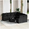 9 Delars Trädgårdsoffamöbelset med Kuddar Svart Poly Rattan vidaXL 55 x 55 x 37 cm – miniatyr 1