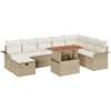 9-delars trädgårdsoffan med kuddar Beige Poly-rotting vidaXL 100 x 55 x 73 cm – miniatyr 2