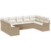 9 Delars Trädgårdsoffan Set med Kuddar Beige Poly Rattan vidaXL Stor – miniatyr 2