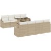 9-delars trädgårdsoffas med kuddar i beige poly rattan vidaXL 100 x 55 x 73 cm – miniatyr 2