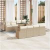 9-delars trädgårdsoffas med kuddar i beige poly rattan vidaXL 100 x 55 x 73 cm – miniatyr 3