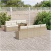 9-delars trädgårdsoffas med kuddar i beige poly rattan vidaXL 100 x 55 x 73 cm – miniatyr 1