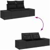 9-delars trädgårdsoffas med kuddar svart poly rattan akacia vidaXL 4 - Sits – miniatyr 10