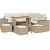 9 Delars Trädgårdsoffasats med Kuddar Beige Poly Rattan Akacia vidaXL Medium – miniatyr 2