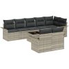 9-delars trädgårdsoffasats med kuddar Grå Poly Rattan vidaXL 55 x 55 x 37 cm – miniatyr 2